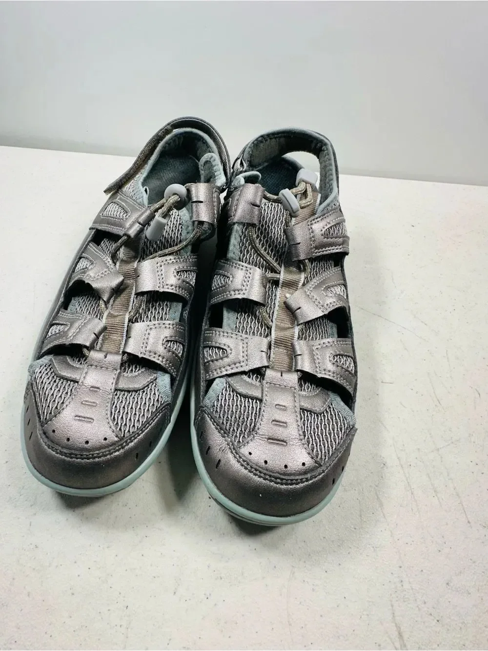 OrthoFeet 997 Verona Pewter Teal Womens Comfort Fisherman Sandals Shoe Size 9,5